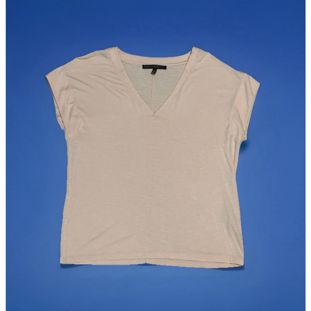 Women's White House Black Market Top Size L, Pink V-Neck Tee